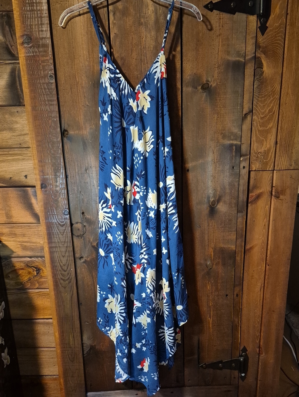 Island Beach Blue Floral Spaghetti Strap Sundress